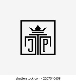 Logo inicial de JP Law Firme y vector de la plantilla de diseño de iconos