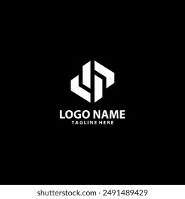 initial JP modern tech logo design