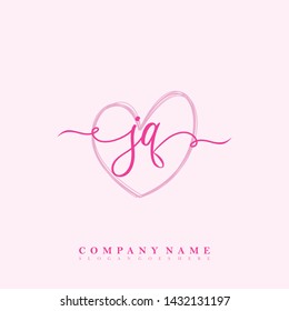 Initial JQ beauty handwriting logo