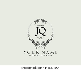 Initial JQ beauty monogram and elegant logo design, handwriting logo of initial signature, wedding, fashion, floral and botanical with creative template.