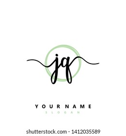 Initial JQ handwriting logo template vector