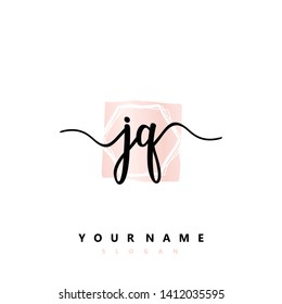 Initial JQ handwriting logo template vector