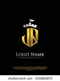 initial JQ letter with shield style logo template vector