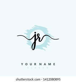 Initial JR handwriting logo template vector