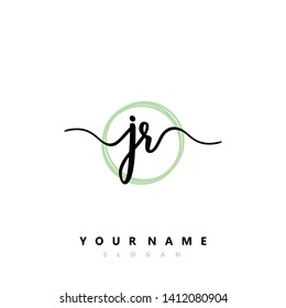 Initial JR handwriting logo template vector