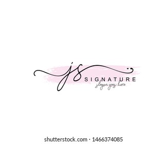 Initial JS beauty monogram and elegant logo design, handwriting logo of initial signature, wedding, fashion, floral and botanical with creative template.