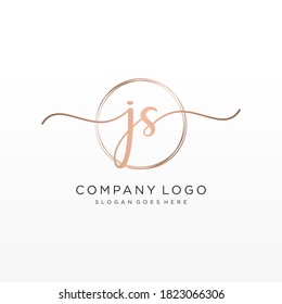 Initial JS beauty monogram and elegant logo design, handwriting logo of initial signature, wedding, fashion, floral and botanical with creative template.