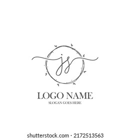 Initial JS beauty monogram and elegant logo design, handwriting logo of initial signature, wedding, fashion, floral and botanical with creative template.
