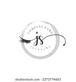 Initial JS monogram eye and eyelash handwriting