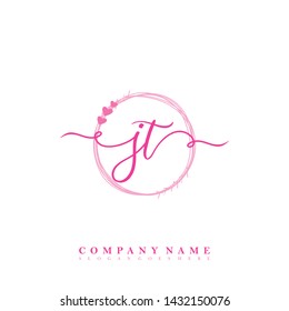 Initial JT beauty handwriting logo