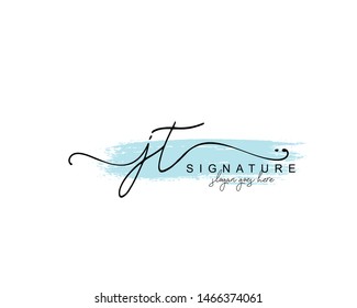 Initial JT beauty monogram and elegant logo design, handwriting logo of initial signature, wedding, fashion, floral and botanical with creative template.