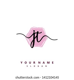 Initial JT handwriting logo template vector