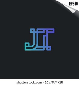 Initial JT Logo monogram design template. Simple elegant shape style modern logo.