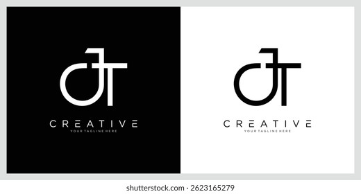Plantilla inicial del Vector del diseño del logotipo de JT o TJ