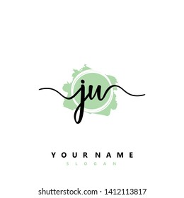 Initial JU handwriting logo template vector