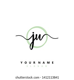 Initial JU handwriting logo template vector