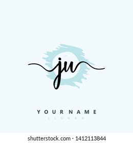 Initial JU handwriting logo template vector