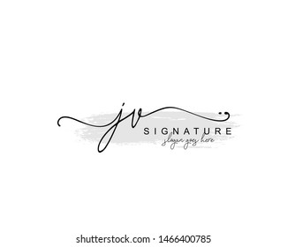 Initial JV beauty monogram and elegant logo design, handwriting logo of initial signature, wedding, fashion, floral and botanical with creative template.