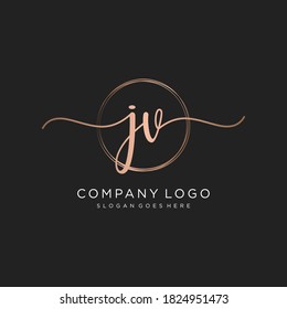 Initial JV beauty monogram and elegant logo design, handwriting logo of initial signature, wedding, fashion, floral and botanical with creative template.
