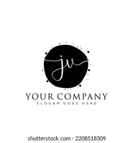 Initial JV beauty monogram and elegant logo design, handwriting logo of initial signature, wedding, fashion, floral and botanical with creative template.