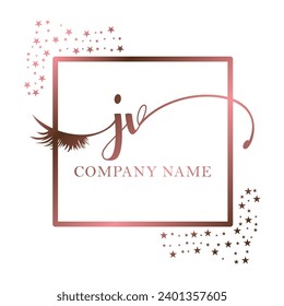 Initial JV calligraphy company eye and eyelash handwriting