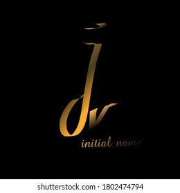 Initial Jv handwriting logo template vector