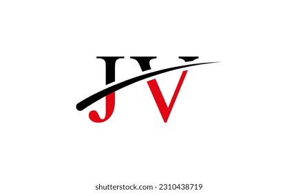 Initial JV letter Logo With Swoosh Design Graphic Vector Template for Business and Company Identity.