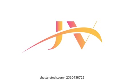 Initial JV letter Logo With Swoosh Design Graphic Vector Template for Business and Company Identity.