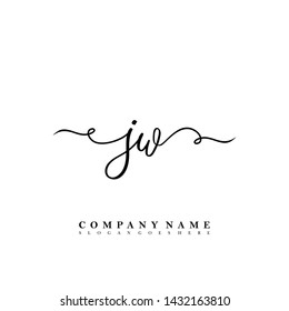 Initial JW beauty handwriting logo