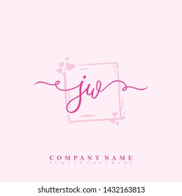 Initial JW beauty handwriting logo