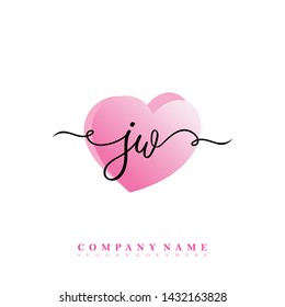 Initial JW beauty handwriting logo