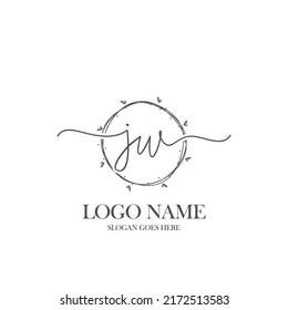 Initial JW beauty monogram and elegant logo design, handwriting logo of initial signature, wedding, fashion, floral and botanical with creative template.