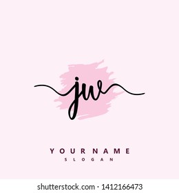 Initial JW handwriting logo template vector
