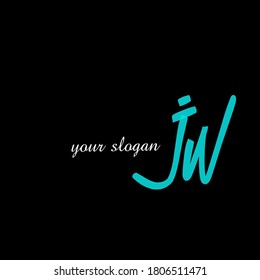 Initial jw handwriting logo template vector