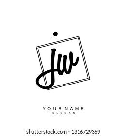 Initial JW handwriting logo vector