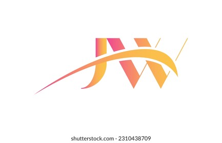 Logotipo de la carta inicial de JW con plantilla de vectores gráficos de diseño Swoosh para identidad de empresa y empresa.