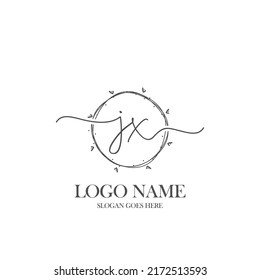 Initial JX beauty monogram and elegant logo design, handwriting logo of initial signature, wedding, fashion, floral and botanical with creative template.