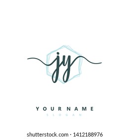 Initial JY handwriting logo template vector