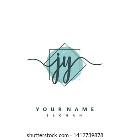 Initial JY handwriting logo template vector