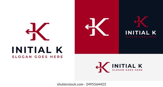 Initial K and Arrow Bow Archer Aim Logo Design Branding Template