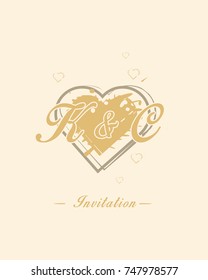 Initial K & C wedding invitation logo template vector