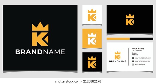 initial K and crown logo design