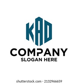 Initial K A D hexagon logo vector