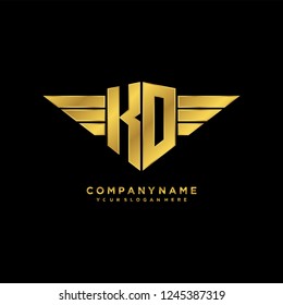Initial K D wing logo template vector