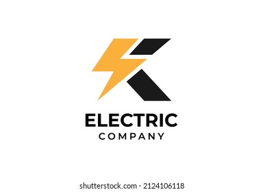 Initial K Electric Logo, Letter K With Thunder Bolt Combination