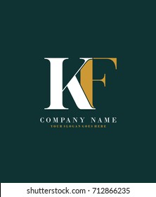 Initial K & F simple design logo template vector