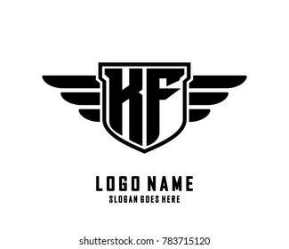 Initial K & F wing logo template vector