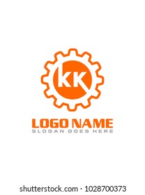 Initial K & K gear logo template vector