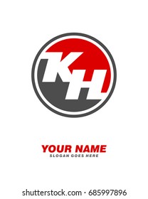 Initial K H circle logo template vector