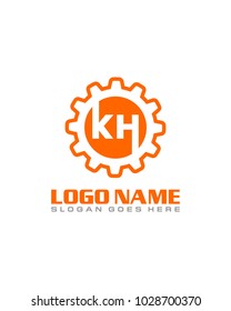 Initial K & H gear logo template vector